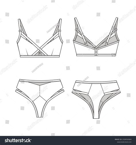 Fashionable Technical Drawing Lingerie Set Fashion Stock Vector Royalty Free 2109763664