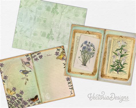 Herbs Junk Journal Kit Printable Journal Kit Digital Collage Sheets