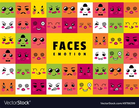 Simple flat design emotion faces background Vector Image