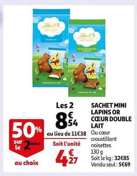 Promo Sachet Mini Lapins Or Cœur Double Lait chez Auchan iCatalogue fr