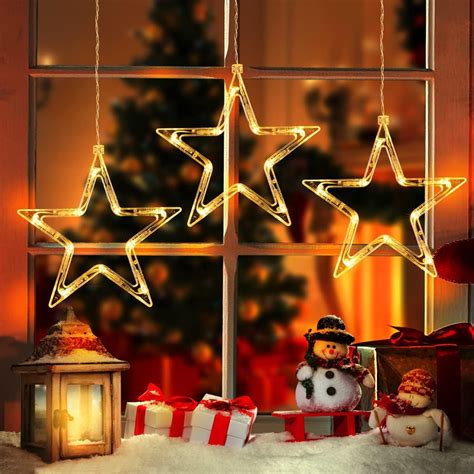 Globalink Christmas Star Window Lights Pack Leds Battery Powered