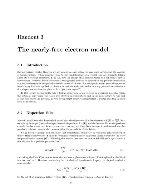 The nearly-free electron model | Exercises Solid State Physics | Docsity