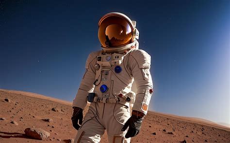 Premium Photo | First man on mars astronaut in space suit landed on ...