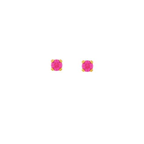 3MM Ð October Rose Birthstone 24K Pure Gold Plated Ear Studs For Kids