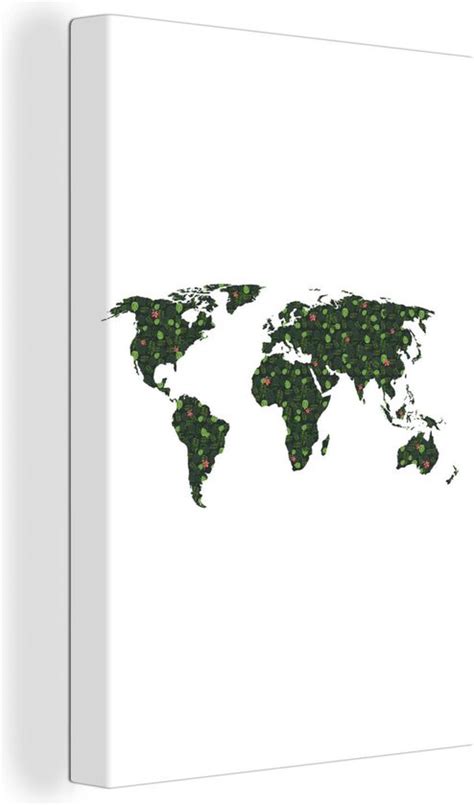 D Coration Murale Carte Du Wereldkaart Plantes Tropical Toile