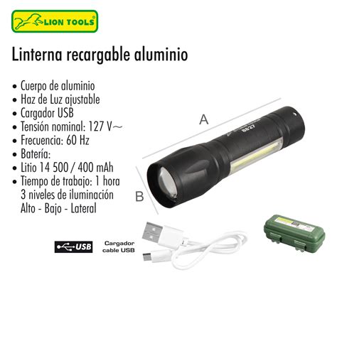 Linterna Recargable De Aluminio