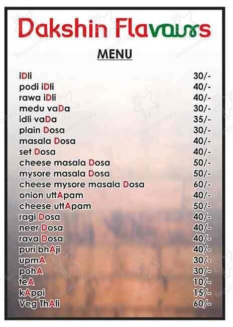 Menu At Dakshin Flavours Mira Bhayandar