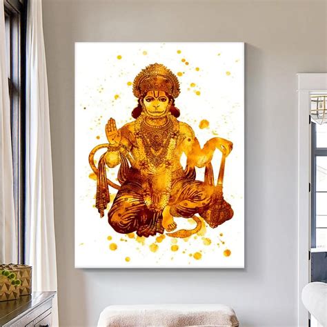 Hanuman Frame Picture Lord Hanuman Wall Art Hindu Poster Etsy