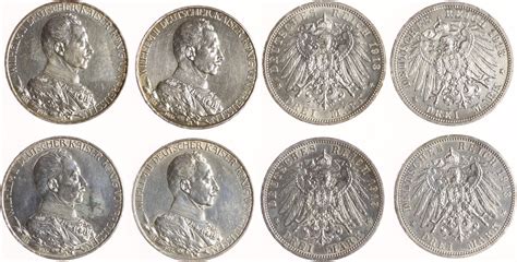 Preussen 4 x 3 Mark 1913 A Wilhelm II 1888 1918 Sehr schön