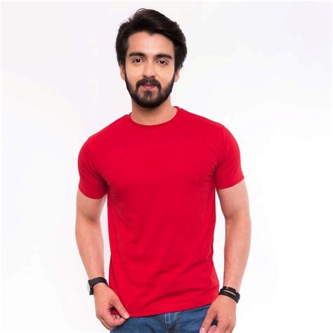 Cotton Men Plain Red Round Neck T Shirt Medium At Rs 160 In Indore