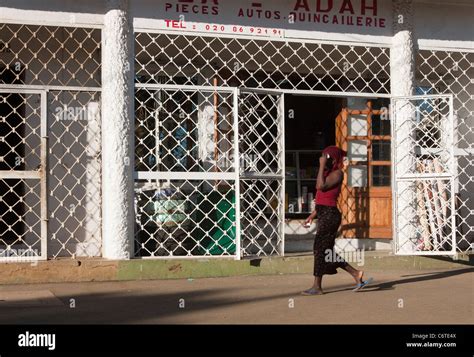 Madagascar Malagasy Woman Phoning Walking In The Street Of Hell Ville City Nosy Be Island