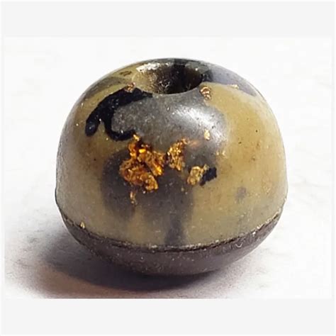 Antique Mottled Ground Horn Whistle Button Embedded Gold Flakes