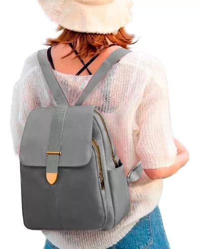 Bolsa Feminina Mochila Trabalho Fechamento Antifurto Social Cor Cinza