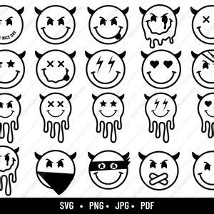 Smiley Face Evil Devil Bundle, Melting Devil Face Bundle, Svg Files for ...