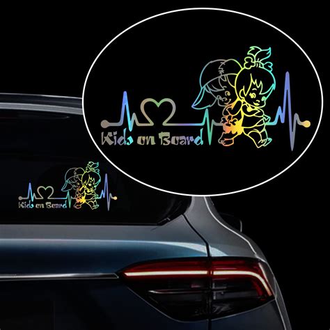 Buy Iprokiu 2pcs Heartbeat Kids On Board Sticker For Car Vinyl Decal