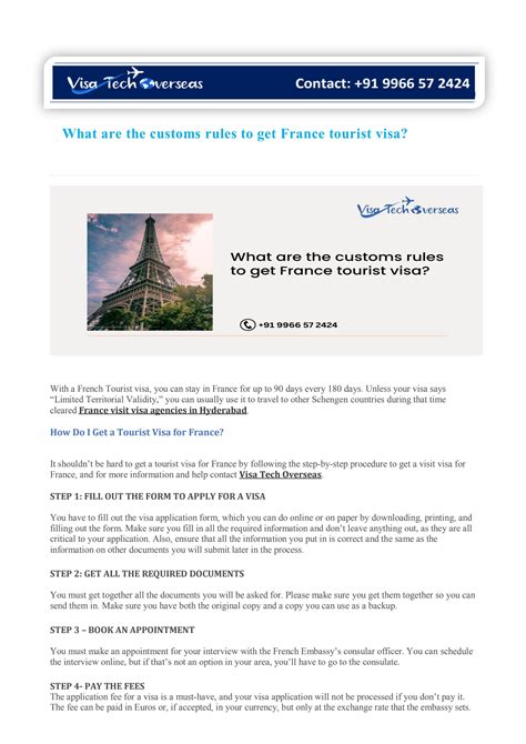 What are the customs rules to get France tourist visa? by Kavitha k - Issuu