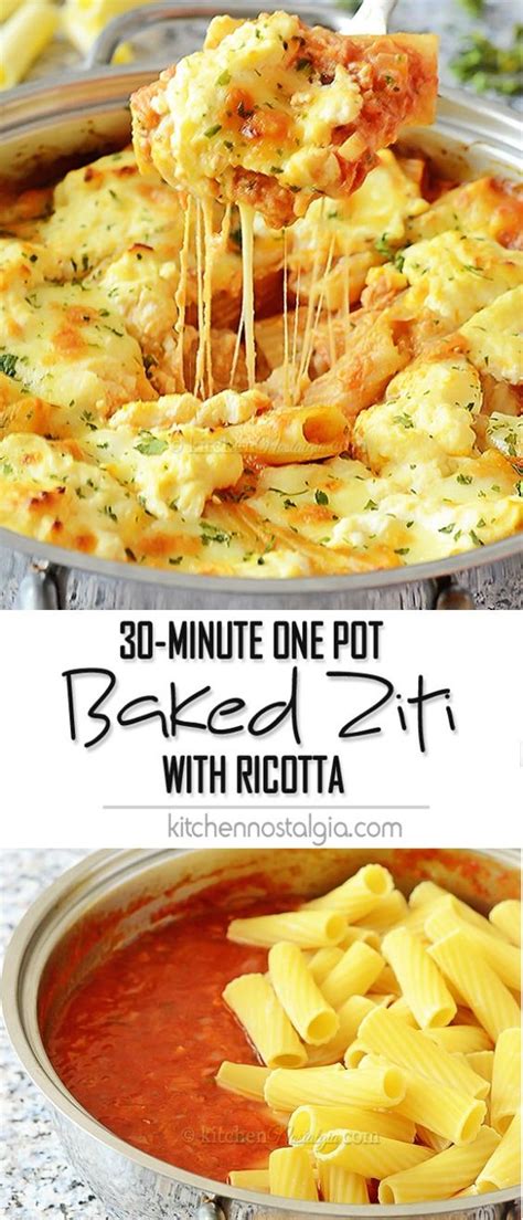 One Pot Baked Ziti With Ricotta Food Recipe Yummy