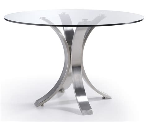 Designer Table Ronde Acier Poli Et Verre Tremp Majestua Cm