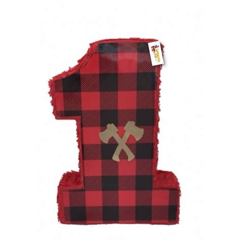 Apinata4u Lumberjack Plaid Pinata Red Color Hatches Detail