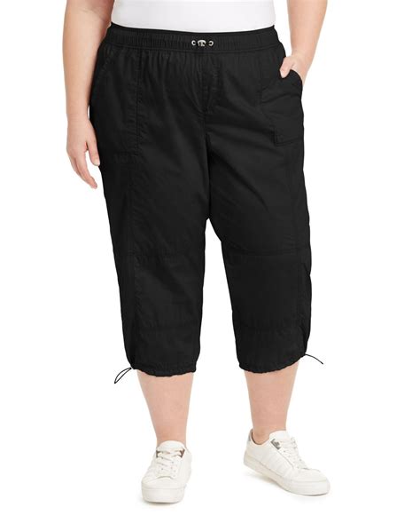 Calvin Klein Performance Plus Size Cotton Woven Active Pants In Black Lyst