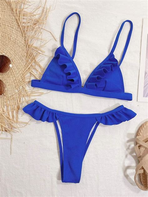 Shein Bikini Tri Ngulo Con Tanga Azul Vezia