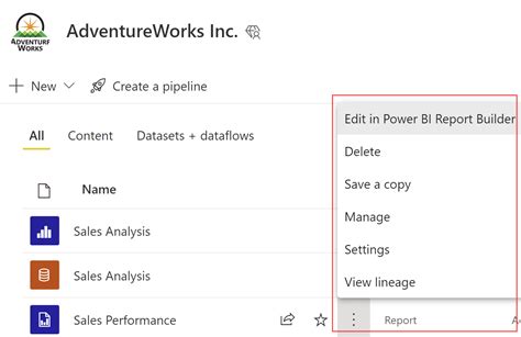 보고서 작성기를 사용하여 Power Bi 서비스에서 페이지를 매긴 보고서 편집 Power Bi Microsoft Learn