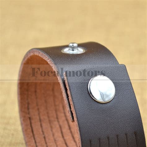 Punk Men Women Wide Leather Belt Bracelet Cuff Wristband Bangle Black