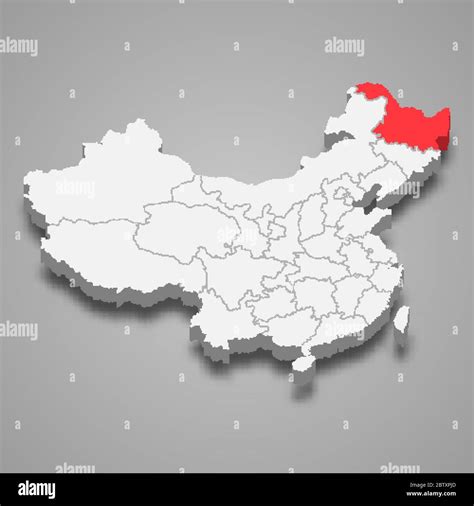 Heilongjiang Province Location Within China 3d Map Stock Vector Image