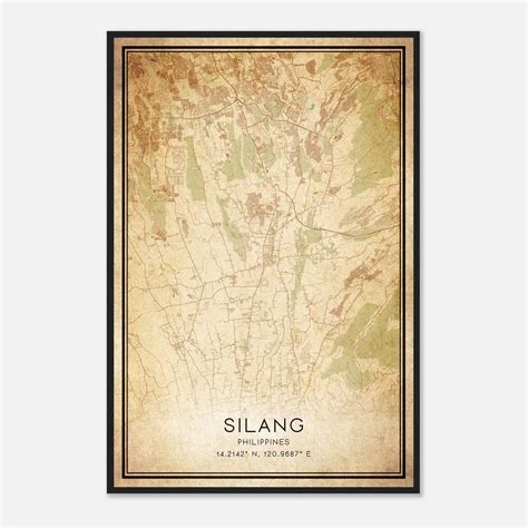 Vintage Silang Philippines Map Poster, Silang City Road Wall Art Print ...