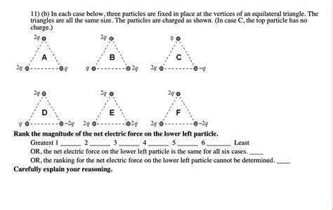 Solved 11 B In Each Case Below Three Particles Are Fixed Chegg