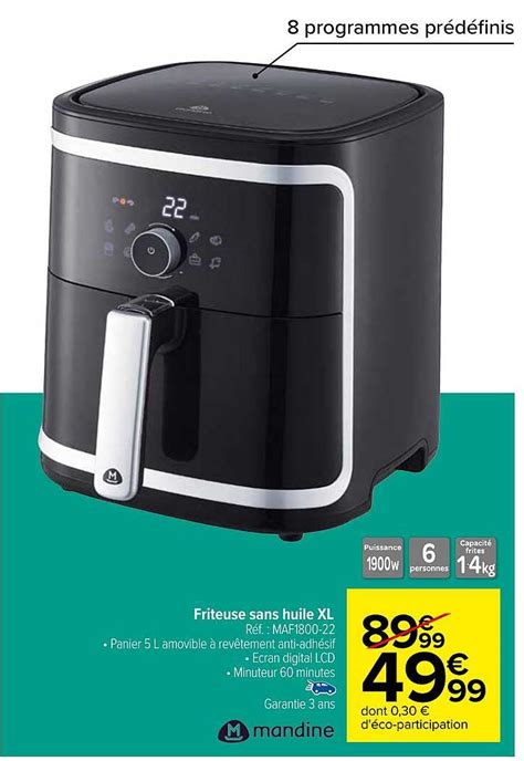 Promo Friteuse Sans Huile Xl Mandine Chez Carrefour Icatalogue Fr