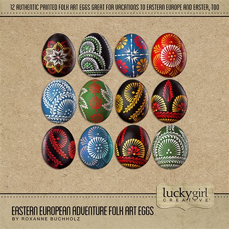 Eastern European Adventure Folk Art Eggs | Digital Art