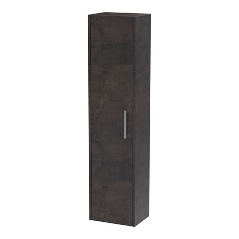 Hudson Reed Juno 350mm X 1430mm H Tall Wall Hung Tall Storage Unit Matt Metallic Slate −