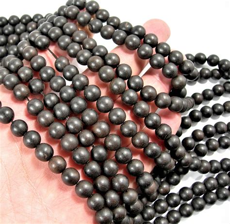 Ebony Wood Mm Round Beads Full Strand Beads Pure Natural