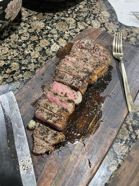 First Attempt At Reverse Searing A Ny Strip R Steak