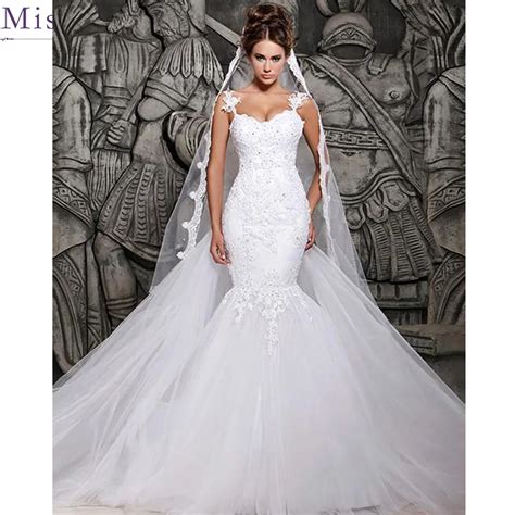 Luxury Robe De Mariage Applique Long Mermaid Wedding Dress 2019