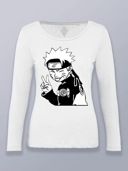 Camiseta Mujer Manga Larga Naruto Blanco Y Negro Iudrims