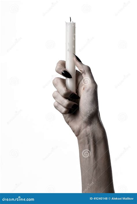 Hands Holding A Candle A Candle Is Lit White Background Solitude