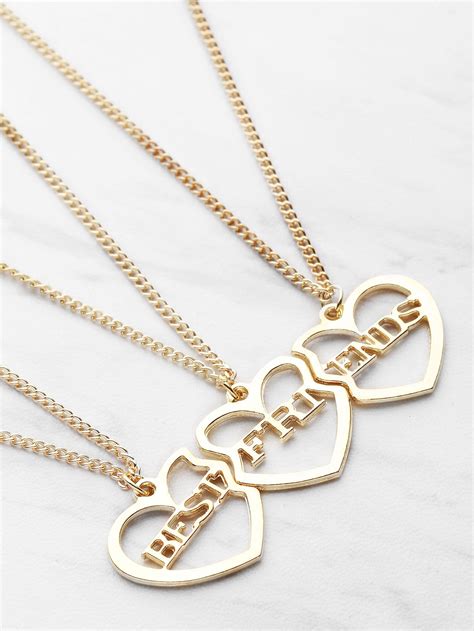 Heart Shaped Friendship Necklace 3pcs Shein Usa