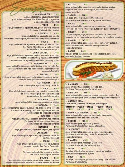 Carta Del Restaurante Sushi House Centro Heroica Nogales