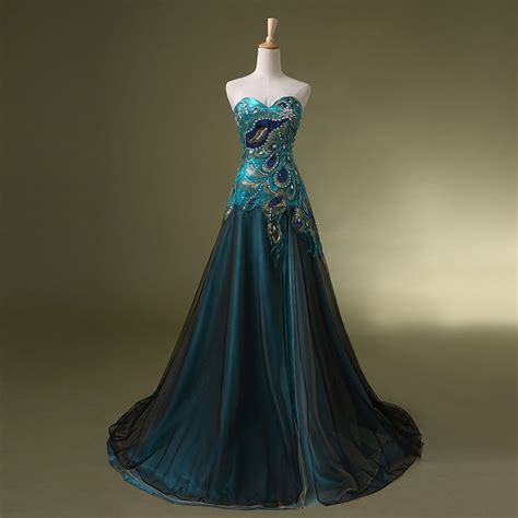 New Peacock Prom Dress Bridal Wedding Formal Evening Party Cocktail Gown Dresses Peacock Prom