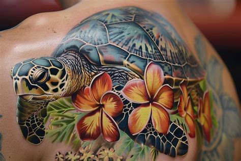 Hawaiian Sea Turtle Tattoo | Premium AI-generated image