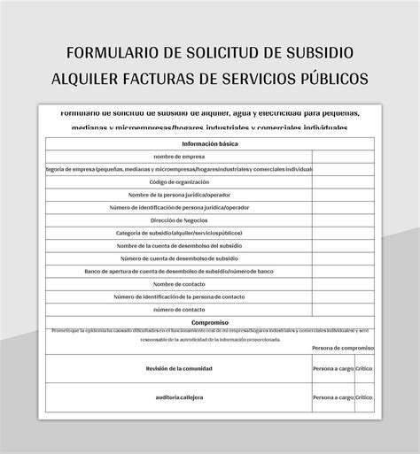 Plantilla De Excel Formulario De Solicitud De Subsidio Alquiler