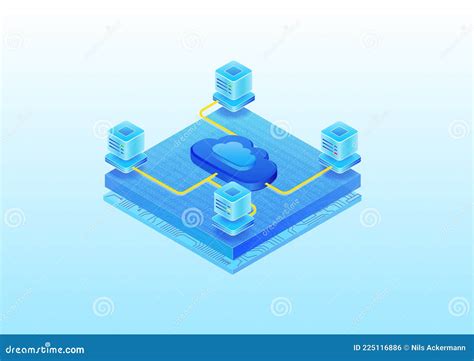 Cloud Computing Platform With Data Centers D Isometric Vector