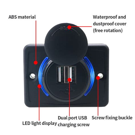 A Dual Usb Port Car Fast Charger Socket Power Outlet Panel Caravan