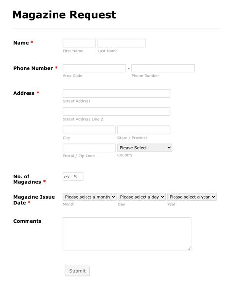 Magazine Request Form Template Jotform