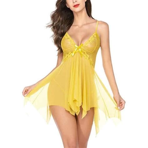 Nuisette Sexy Femme Lingerie Robe Chemise de Nuit Déshabillé