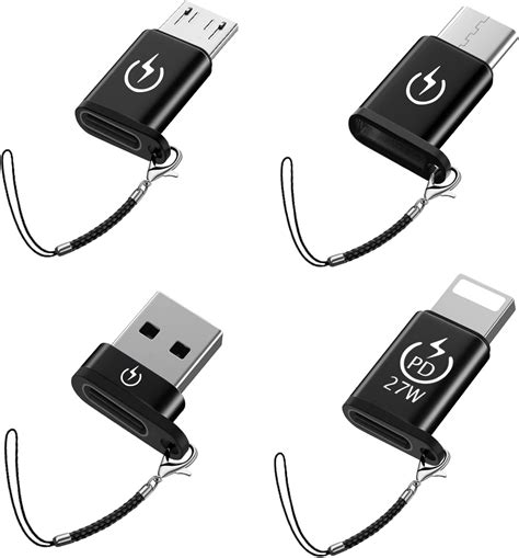 Usb C Naar Lightning Adapter Micro Usb Naar Type C Geschikt Voor Type C Naar I 4 Pack