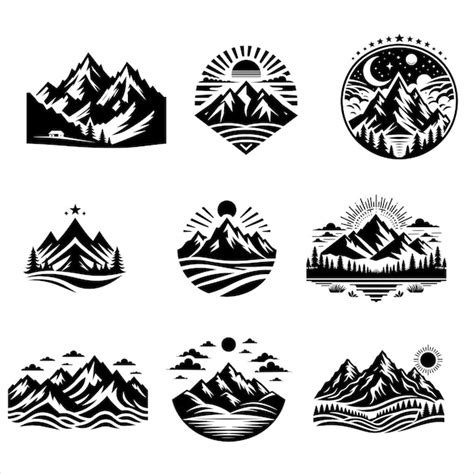 Premium Vector Mountains Black Vector Bundle Mountain Silhouettes