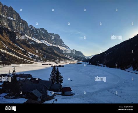 Urnerboden Cross Country Ski Run And Pass Road In The Picture With